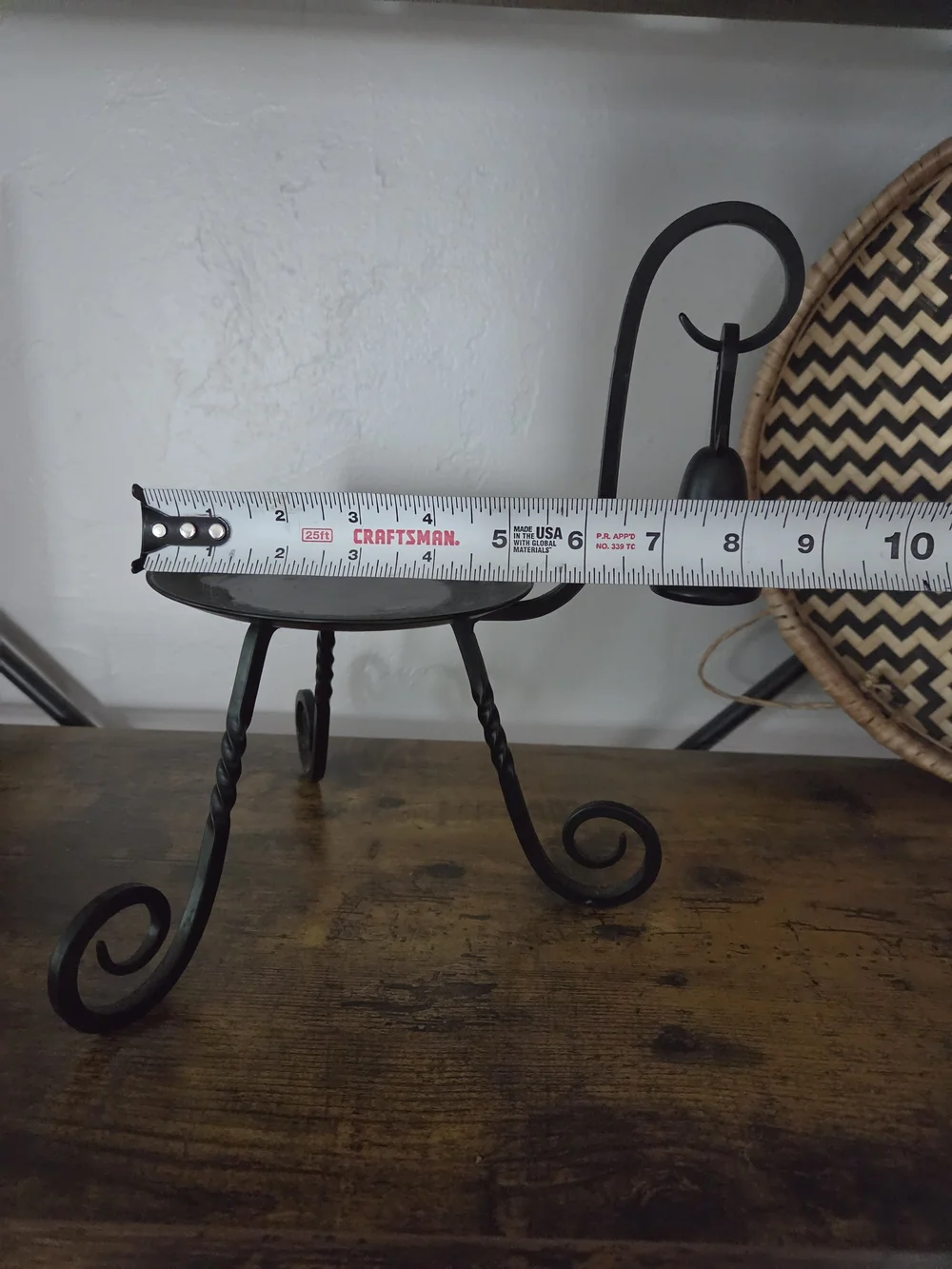 Craft Black Twisted Metal Candle Stand with Curled Legs